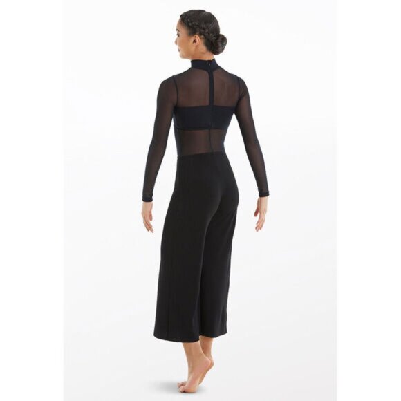 Balera Dance Costume Teal Culotte Unitard with Mesh MJ11187 Adult Small Medium - Picture 2 of 9